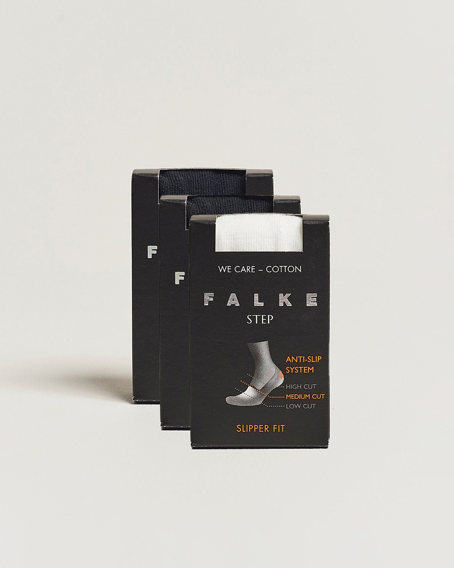 Herre | Sokker | Falke | 3-pack Step In Box Loafer Socks White/Black/Navy