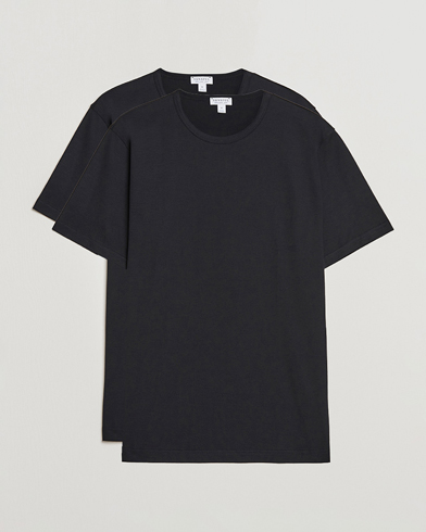 Herre | Gamle produktbilder | Sunspel | 2-Pack Crew Neck Q82 Cotton T-Shirt Black
