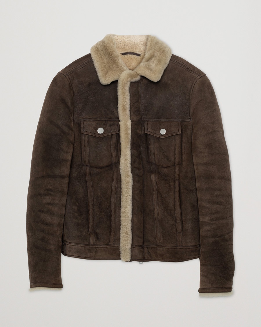 J.Lindeberg Redster Mud Shearling Suede Jacket Mud Brown – Brun