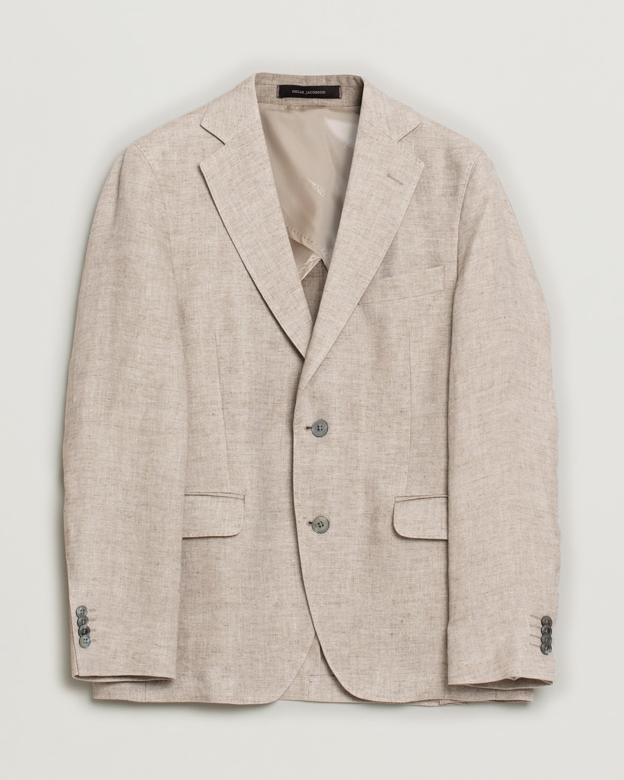 Herre | Pre-owned | Pre-owned | Oscar Jacobson Egel Linen Blazer Beige