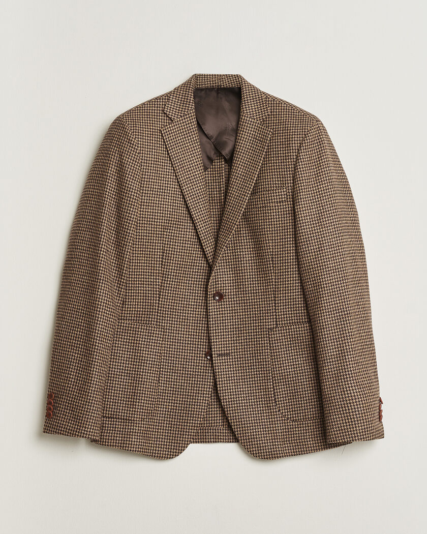Pre-owned Oscar Jacobson Einar Houndstooth Wool Blazer Brown 50 – Brun