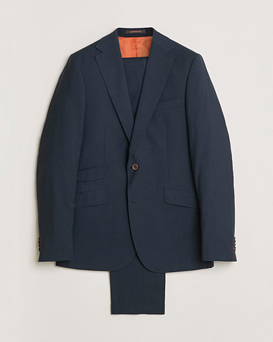 Pre-owned Morris Wool Suit Navy Check 150 – Blå