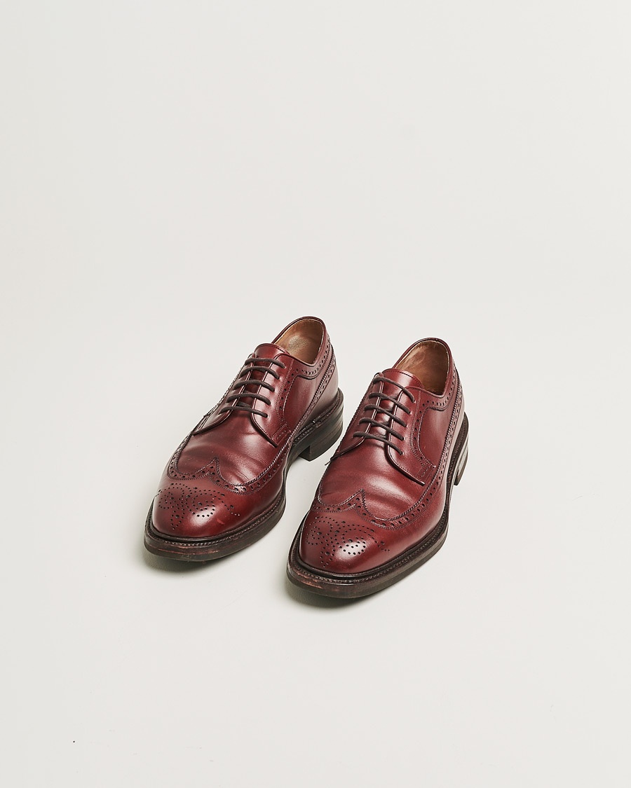 Pre-owned Carmina Longwing Derby Shoes 532 Burgundy Calf UK7,5 - EU41 – Rød