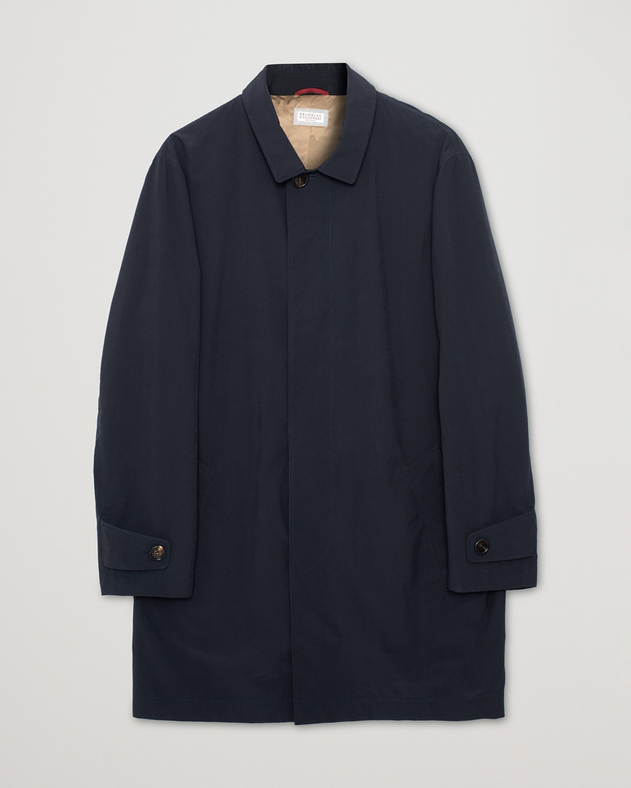 Herre | Pre-owned Spring & Summer | Pre-owned | Brunello Cucinelli Unlined Nylon Car Coat Navy 48
