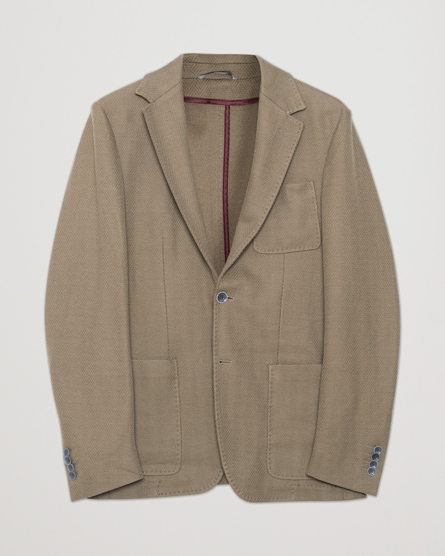 Herre | Pre-owned Spring & Summer | Pre-owned | Canali Textured Cotton Jersey Blazer Olive