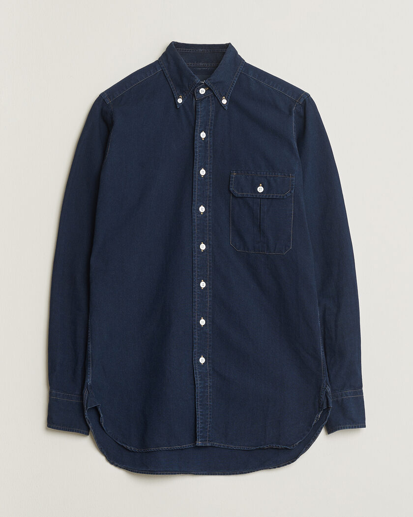 Drake's The American Flap B.O Oxford Shirt Navy 15,5(39 - M) – Blå