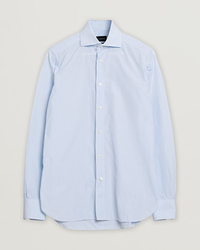 Herre | Nye produktbilder | Pre-owned | Ermenegildo Zegna Slim Fit Trofeo Striped Cotton Shirt Light Blue 38 - S