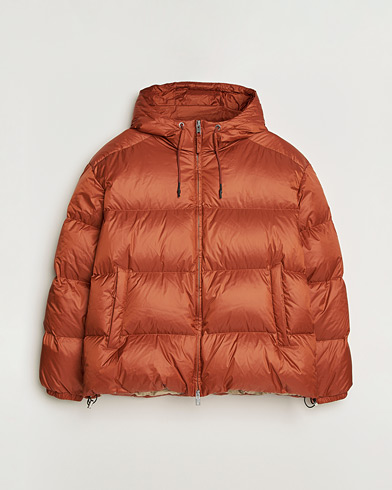Pre-owned GANT Shiny Puffer Hooded Jacket Rust XL – Rød