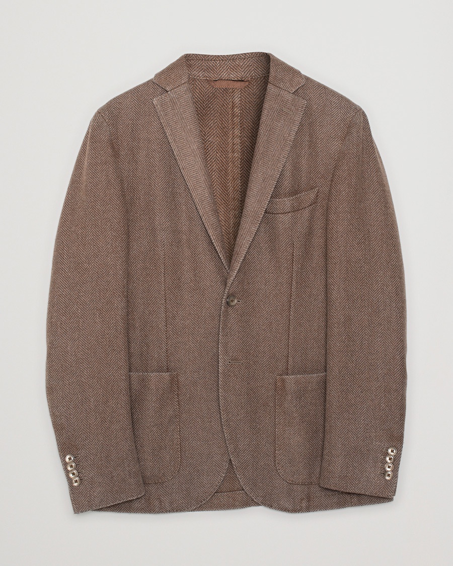 Herre | Pre-owned Dressjakker | Pre-owned | L.B.M. 1911 Herringbone Wool Blazer Brown 50