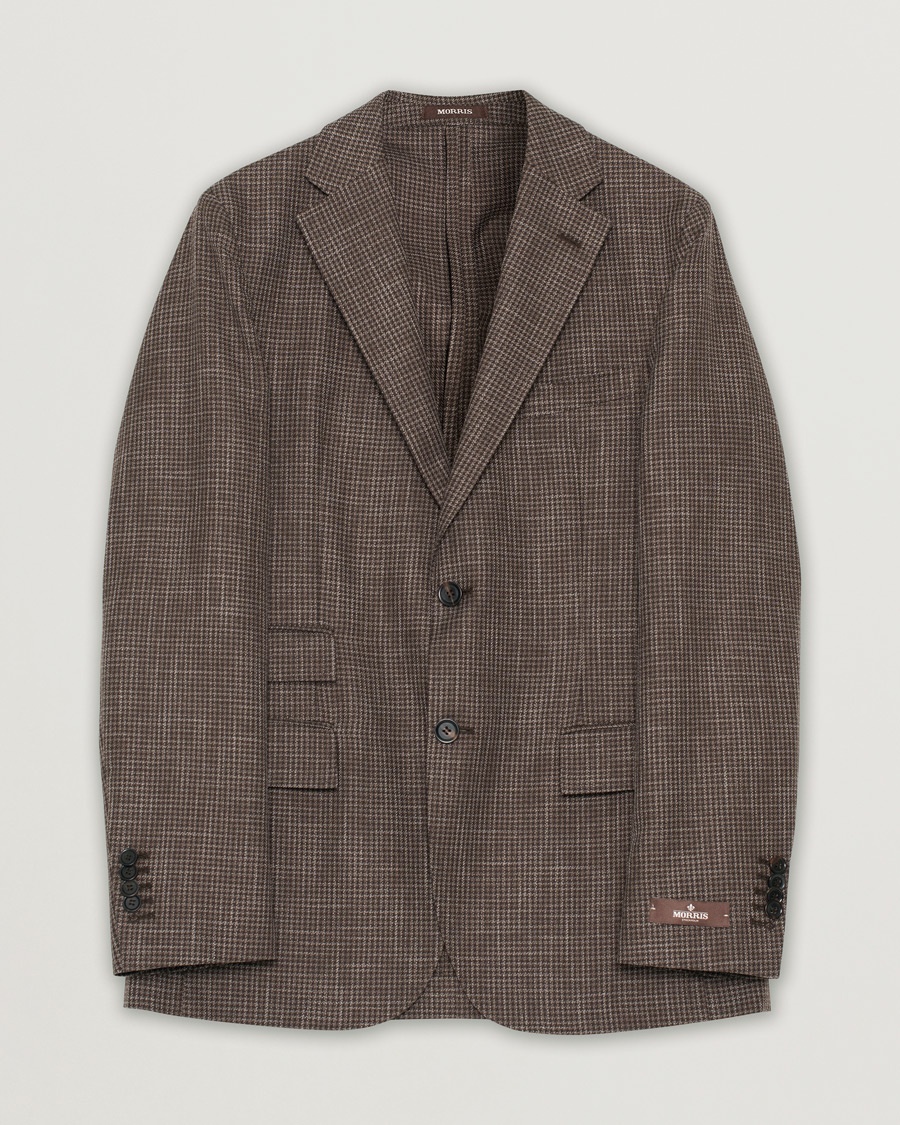Herre | Pre-owned Spring & Summer | Pre-owned | Morris Heritage Keith Cotton/Wool Dogtooth Blazer Brown