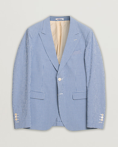 Herre | Nye produktbilder | Pre-owned | Gant Rugger The Hopsack Seersucker Checked Blazer Blue 50
