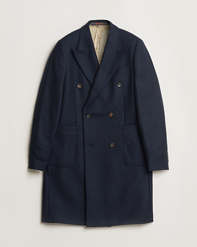 Pre-owned Morris Double Breasted Wool Coat Navy 48 – Blå