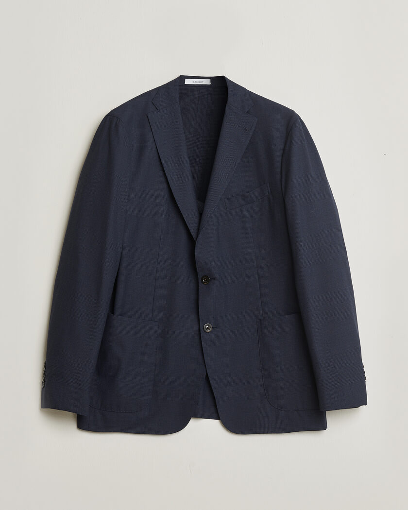 Pre-owned Boglioli K Jacket Check Wool & Silk Blazer Navy 54 – Blå