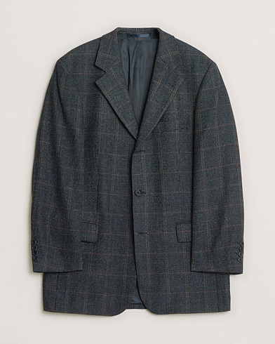 BOSS Vintage Wool Checked Blazer Navy 48 – Blå