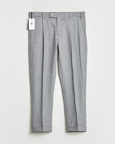 Pre-owned PT01 Pleated Wool Trousers Grey Melange 50 – Grå