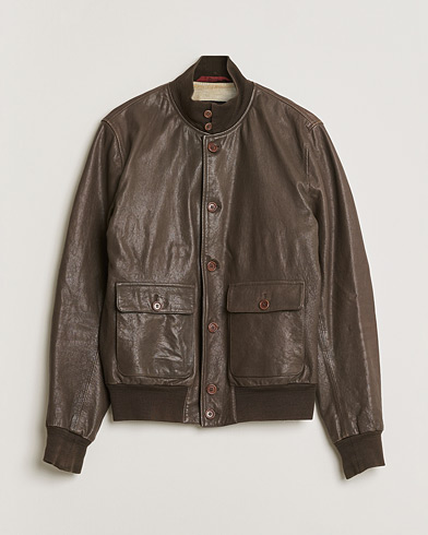 Stewart Calf Bomber Jacket Dark Brown L – Brun
