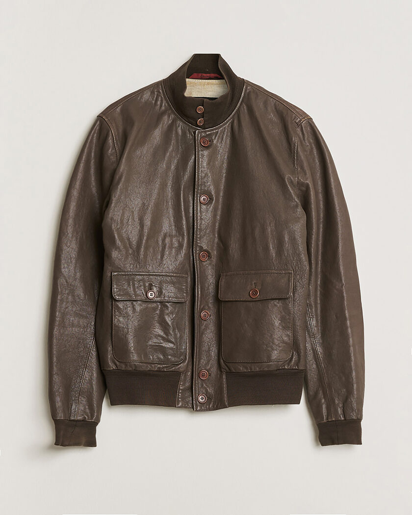 Pre-owned Stewart Calf Bomber Jacket Dark Brown L – Brun