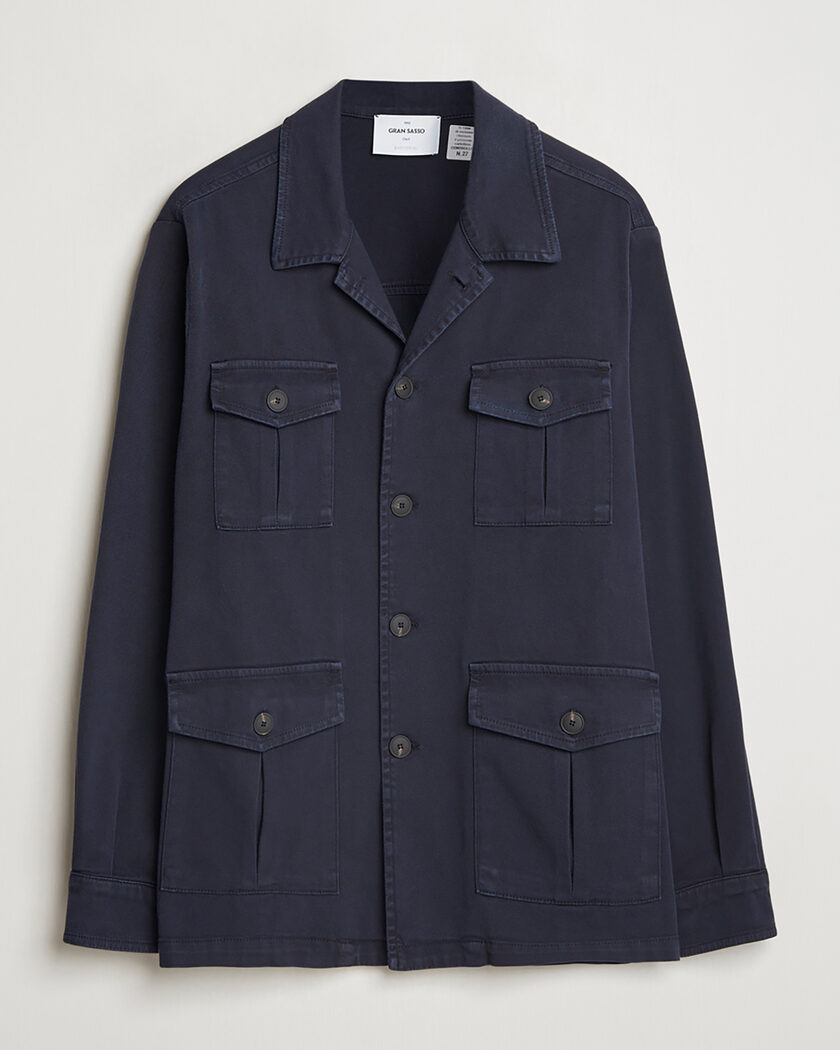 Pre-owned Gran Sasso Cotton Twill Safari Jacket Navy 50 – Blå