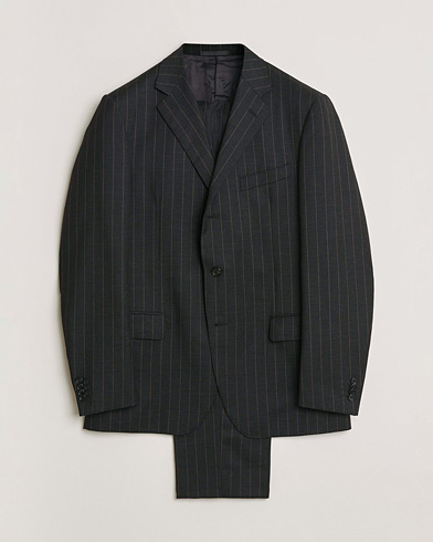 Pre-owned Caruso Pinstripe Wool Suit Dark Grey 52 – Grå