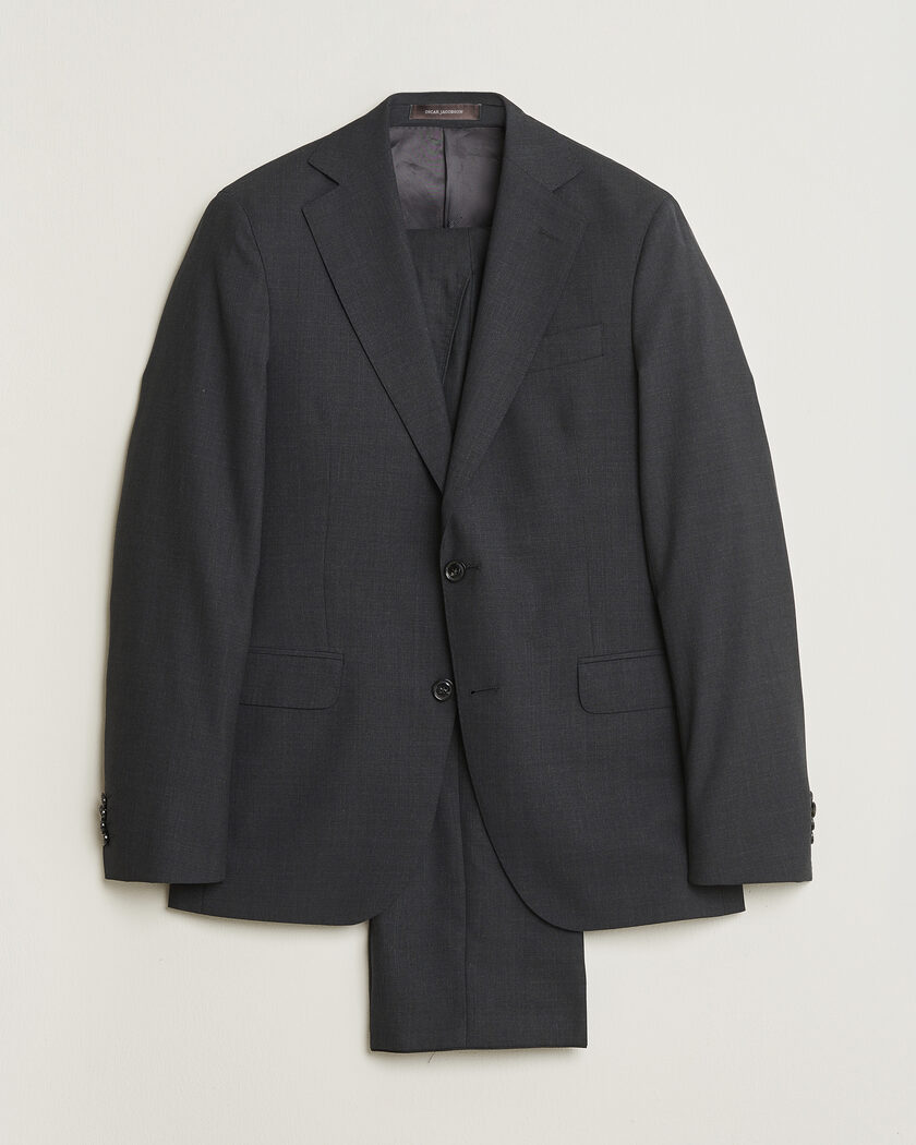 Pre-owned Oscar Jacobson Ego Wool Suit Dark Grey 46 – Grå