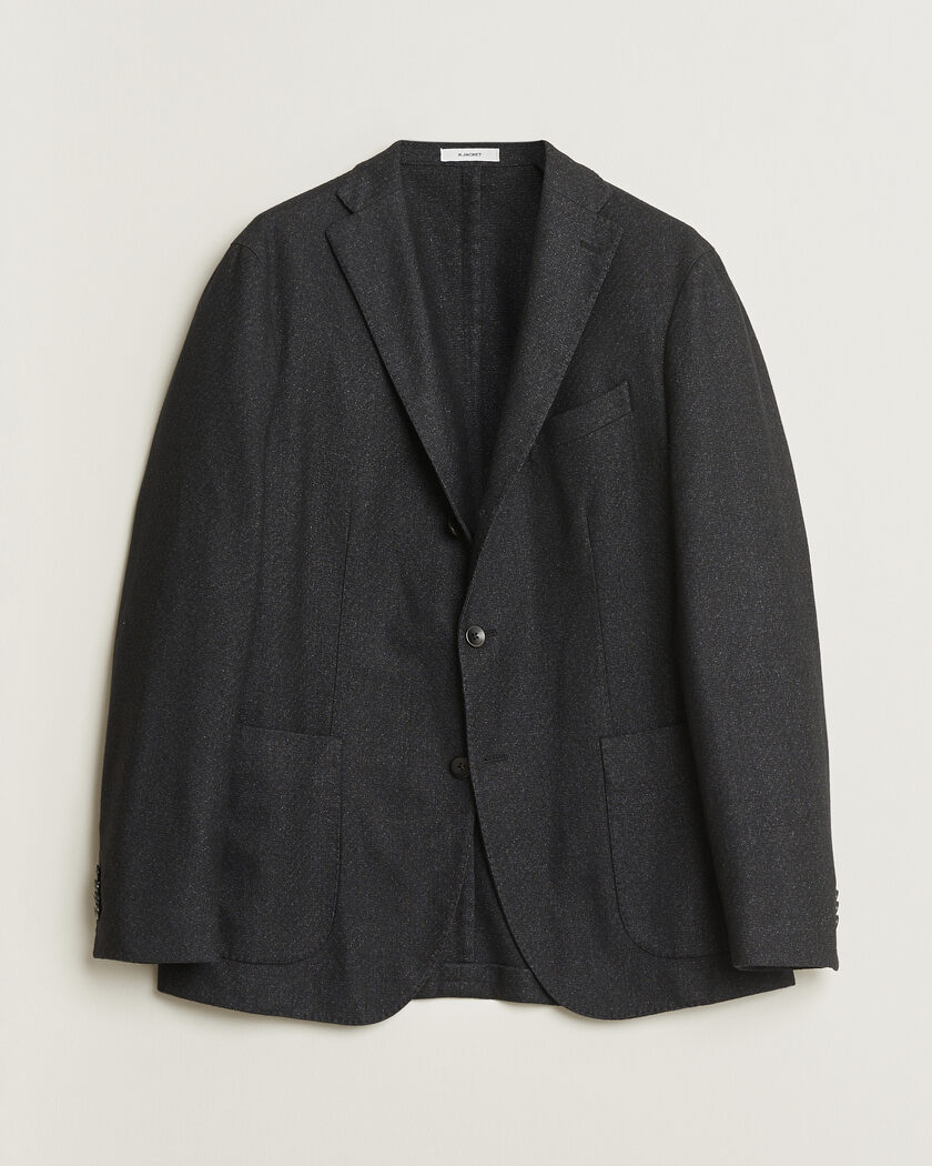 Pre-owned Boglioli K Jacket Flannel Wool Blazer Charcoal 50 – Svart