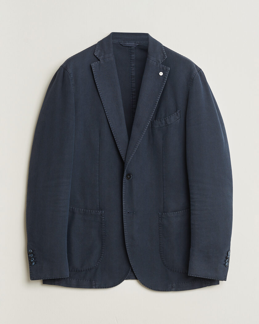 Pre-owned L.B.M. 1911 Jack Cotton Herringbone Blazer Navy 54 – Blå
