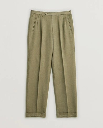 Pre-owned Rota Pantaloni Twill Wool Trousers Mole Green 48 – Beige