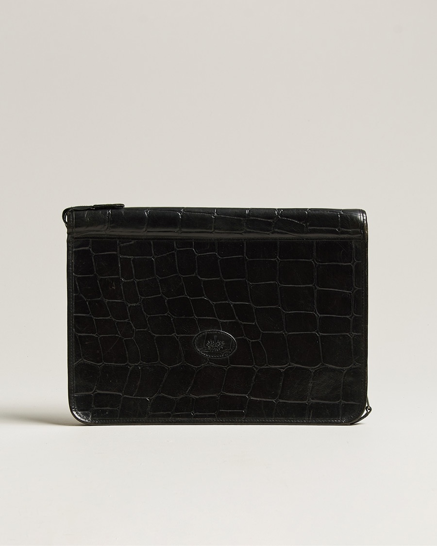 Pre-owned Mulberry Vintage Document Bag Black Leather – Svart