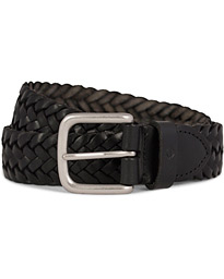  Braided Leather Belt 3,5 cm Black