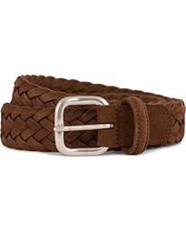  Braided Suede Belt 3 cm Light Brown Silver Buckle