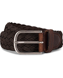  Braided Suede 4 cm Belt Dark Brown