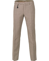  Slim Fit Houndstooth Wool Trousers  Brown