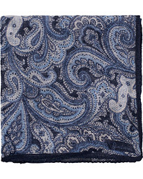  Paisley Cotton/Linen Pocket Square Blue