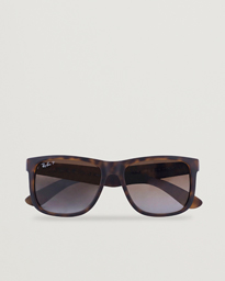  0RB4165 Justin Polarized Wayfarer Sunglasses Havana/Brown