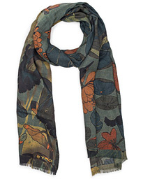  Wool Floral Scarf Green