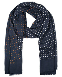  Classic Spot Wool/Silk Print Scarf Navy