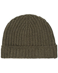  Ribbed Knit Solid Cashmere Hat Olive Green