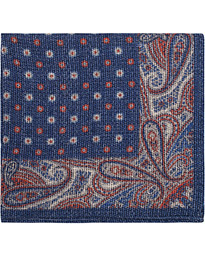  Wool Paisley Pocket Square Navy