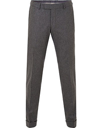  Dean Turn Up Flannel Trousers Dark Grey