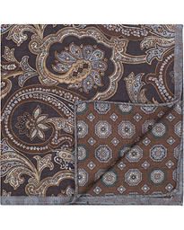  Twofaced Paisley/Medallion Pocket Square Brown/Blue