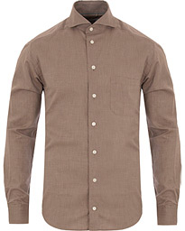  Slim Fit Green Ribbon Flannel Shirt Light Brown