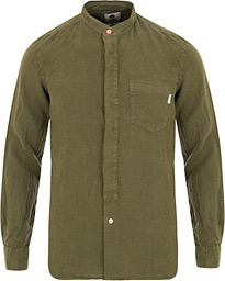  Slim Fit Linen Shirt Army Green