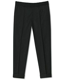  Terry Gabardine Cropped Turn Up Trousers Black