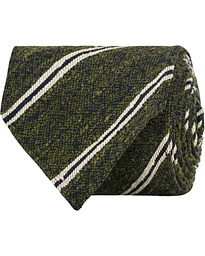  Silk Stripe Handrolled  8 cm Tie Green