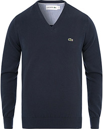  Cotton Pullover V-Neck Navy