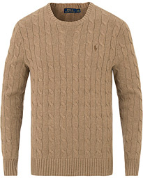  Cotton Cable Crew Neck Fall Sand Heather
