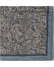  Cheshunt Silk Pasiley Pocket Square Navy