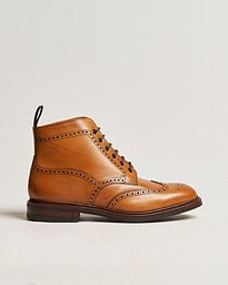  Wolf Premium Fur Lined Brogue Tan Burnished Calf