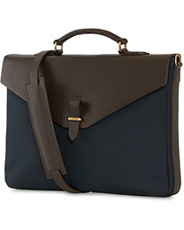  M/S Bureau Nylon Briefcase Navy/Dark Brown