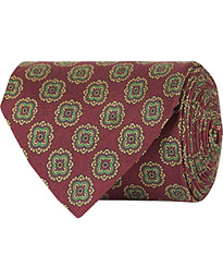  Silk Printed Medallion 8 cm Tie Wine Red